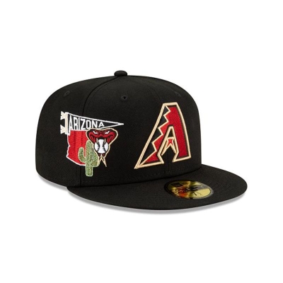 Black Arizona Diamondbacks Hat - New Era MLB City Patch 59FIFTY Fitted Caps USA0726193